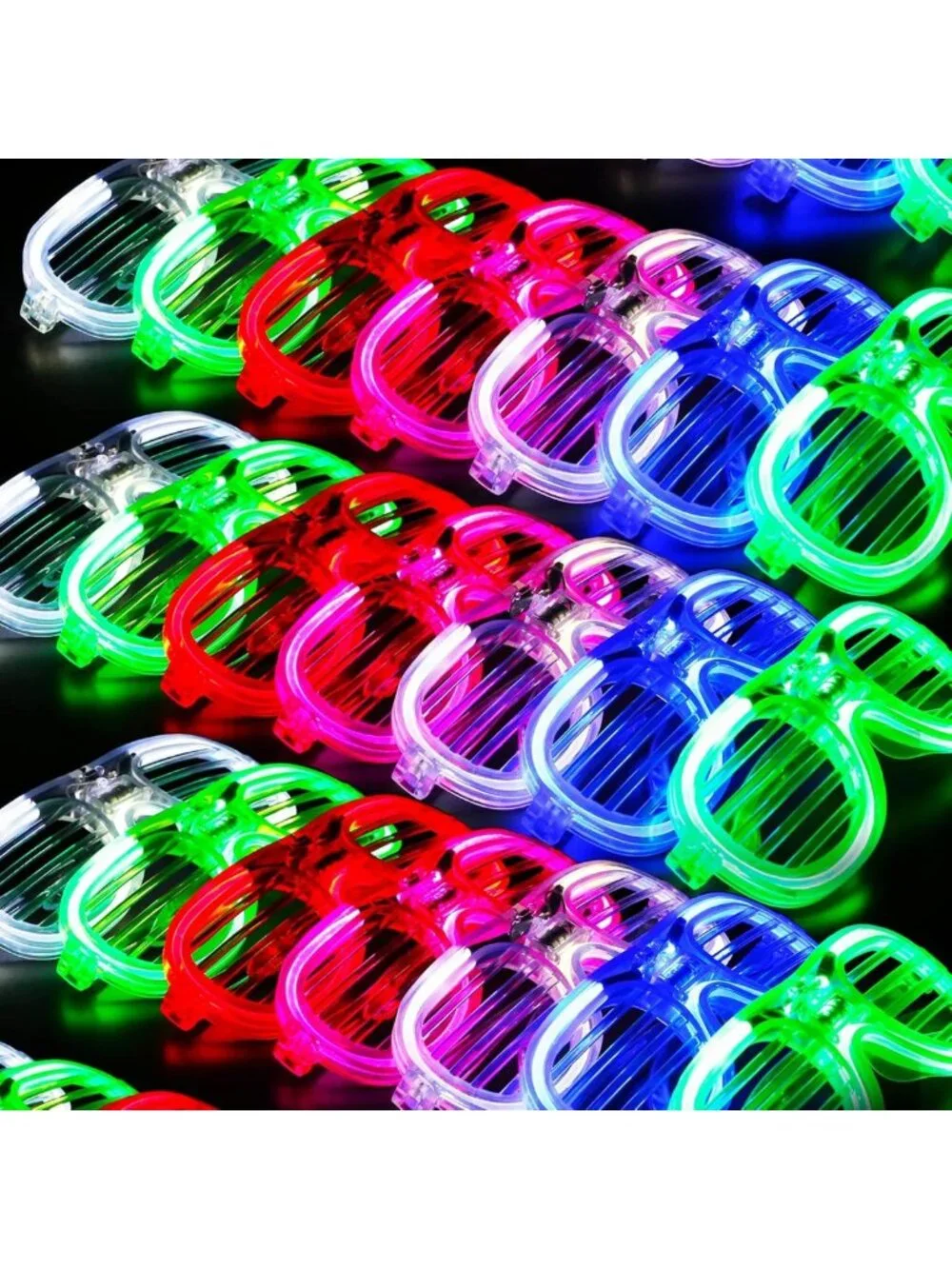 Glow in the Dark LED Glasses Bulk - 100 Pack Colorful Light Up Party Favors